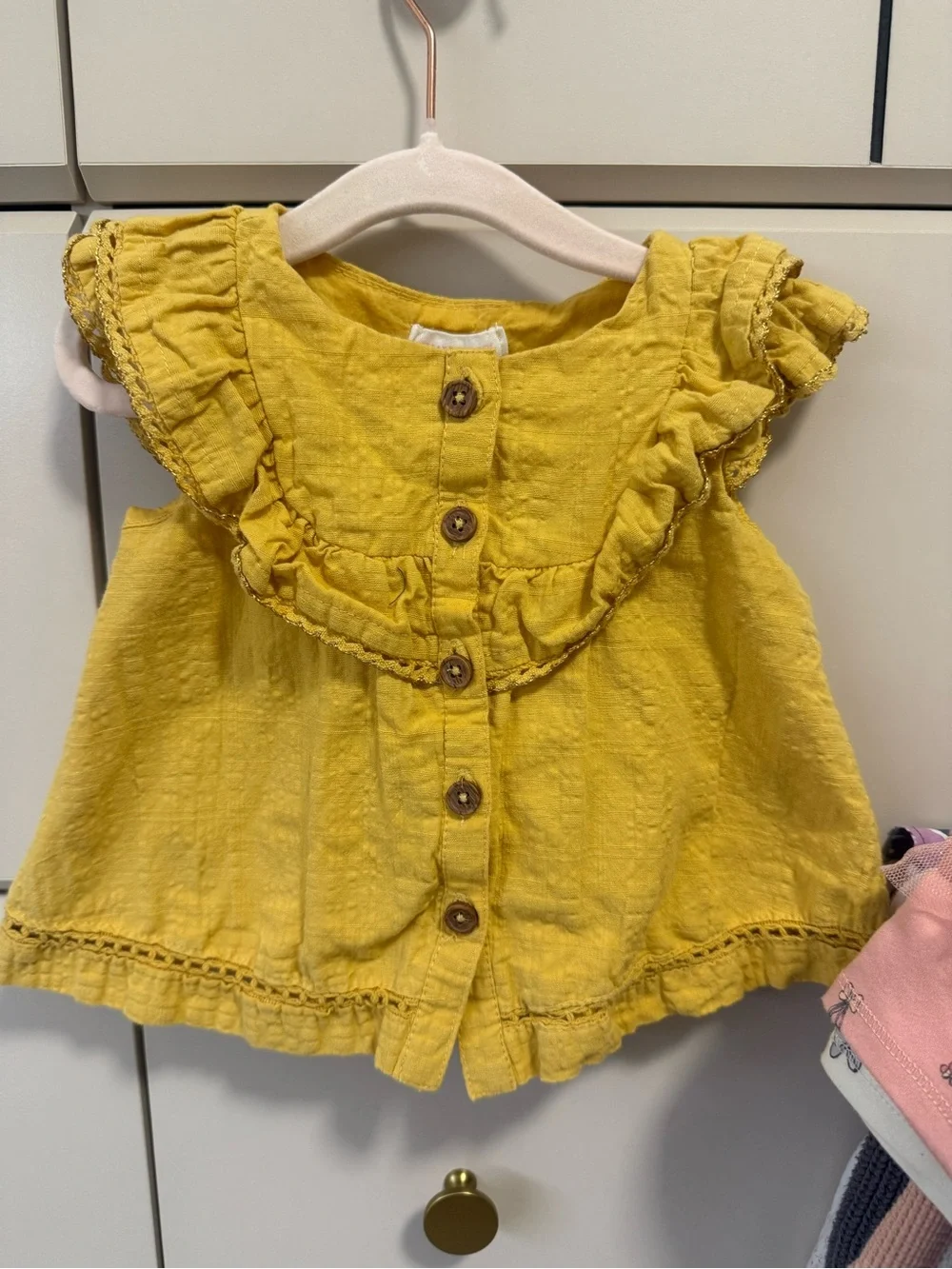 Shabby Chic Sunflower Yellow Ruffle Button-Front dress/top - Picture 1 of 3